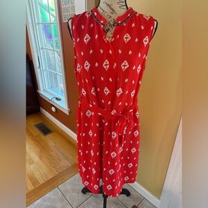 Women’s size M sleeveless dress with tie belt and bead accents